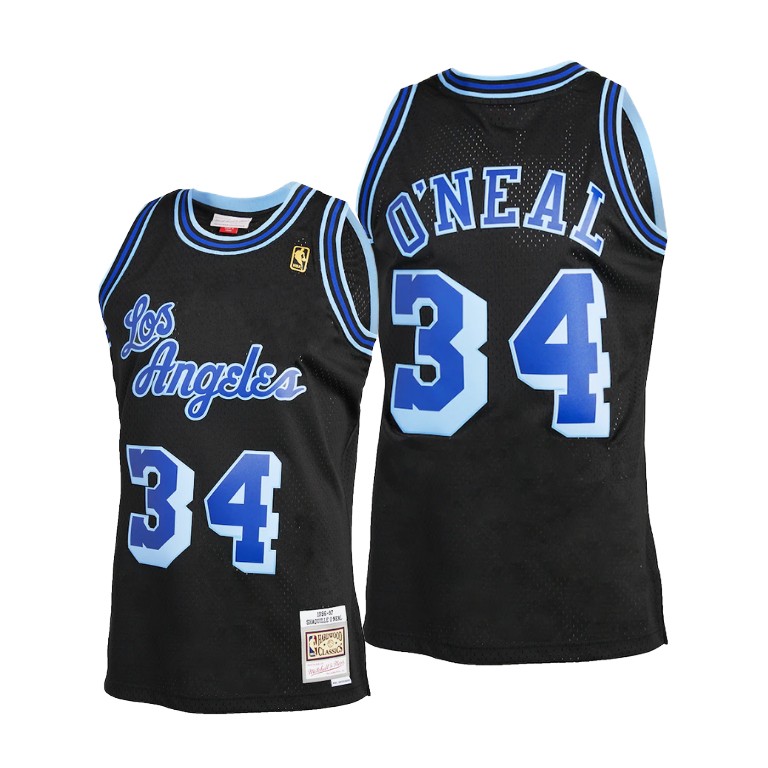 Men's Los Angeles Lakers Shaquille O'Neal #34 NBA Hardwood Classics Reload 2.0 Black Basketball Jersey ICN7183DM